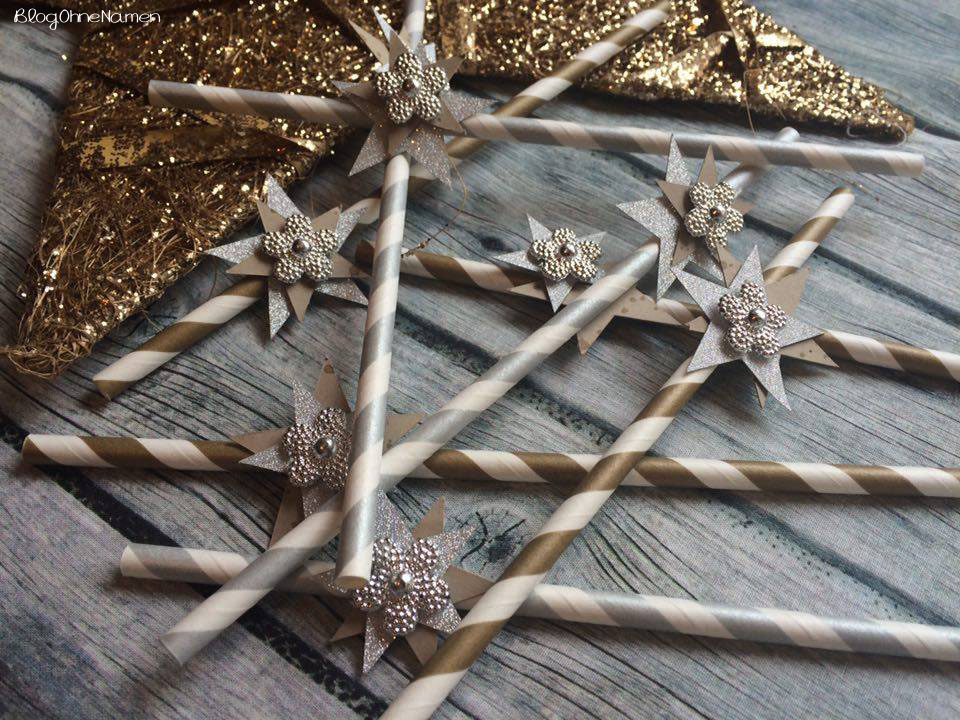 Dekoration, Plotter, Strohhalme, Paper Straws, Sylvester, Weihnachten,einfach,schnell, Silber,Gold,Sterne