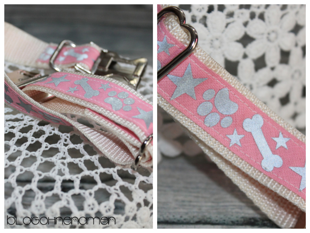 Ein genähtes Hundehalsband mit Hilfe des Plotters verzieren. Hier mit reflektierender Flexfolie & Schrägband.