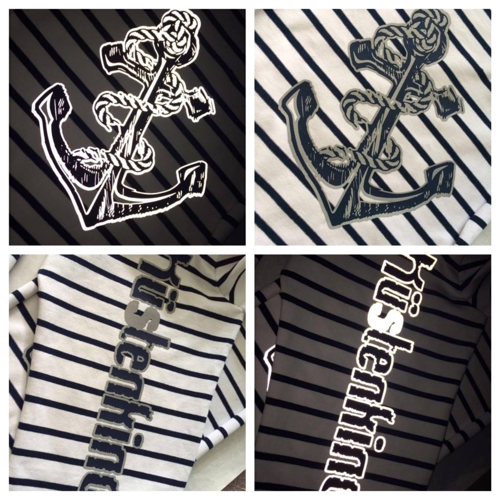 Maritimes T-Shirt für einen Jungen. Beplottet mit Bügelflex und reflektierender Flexfolie.