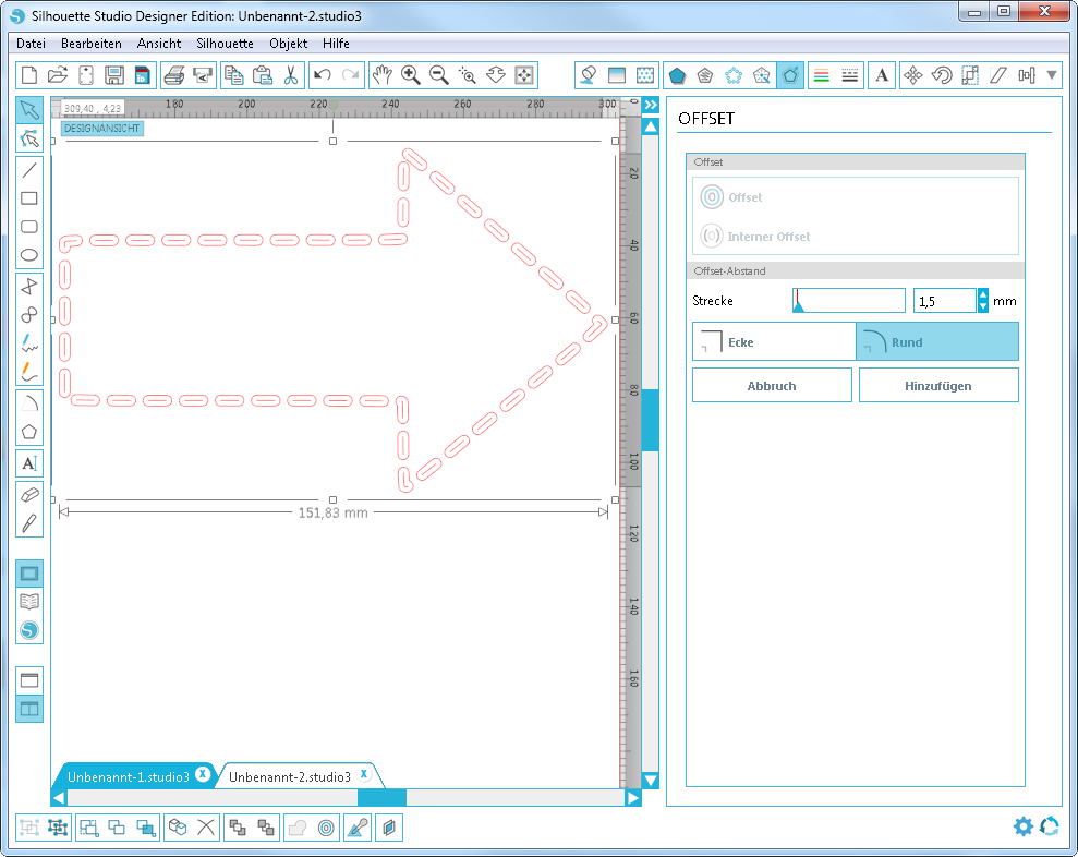 Gestrichelte Linien plotten, plotten, anleitung, silhouette software anleitung, tutorial, anleitung deutsch, modifzieren,offset, ideen, inspiration,