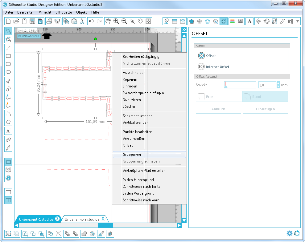 Gestrichelte Linien plotten, plotten, anleitung, silhouette software anleitung, tutorial, anleitung deutsch, modifzieren,offset, ideen, inspiration,