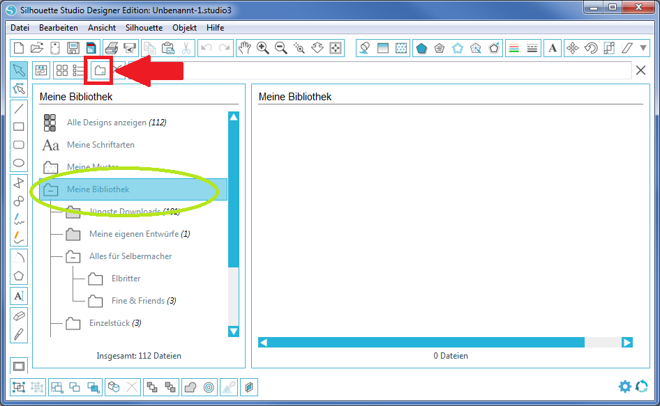 Dateien importieren und in der Silhouette Studio Software verwalten