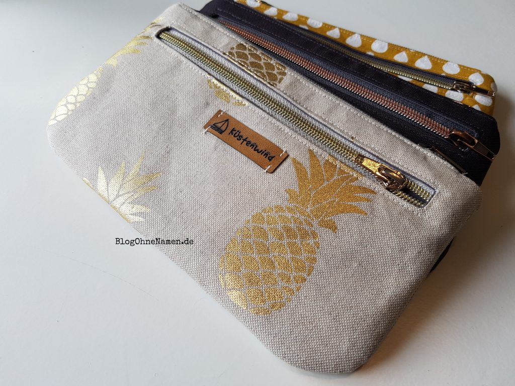 Metallisierte Reißverschlüsse von Snaply an der Kosmetiktasche "Nanami" von SewSimple