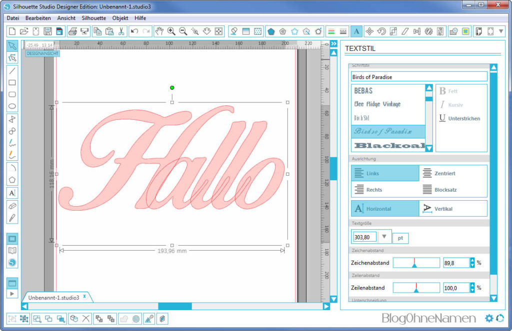 Plotter - Schriftarten - Wie man Buchstaben auseinander schiebt (1)