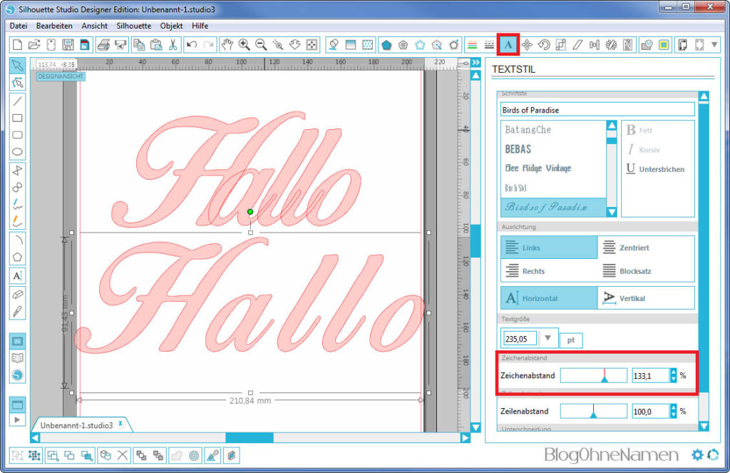 Plotter - Schriftarten - Wie man Buchstaben auseinander schiebt (3)