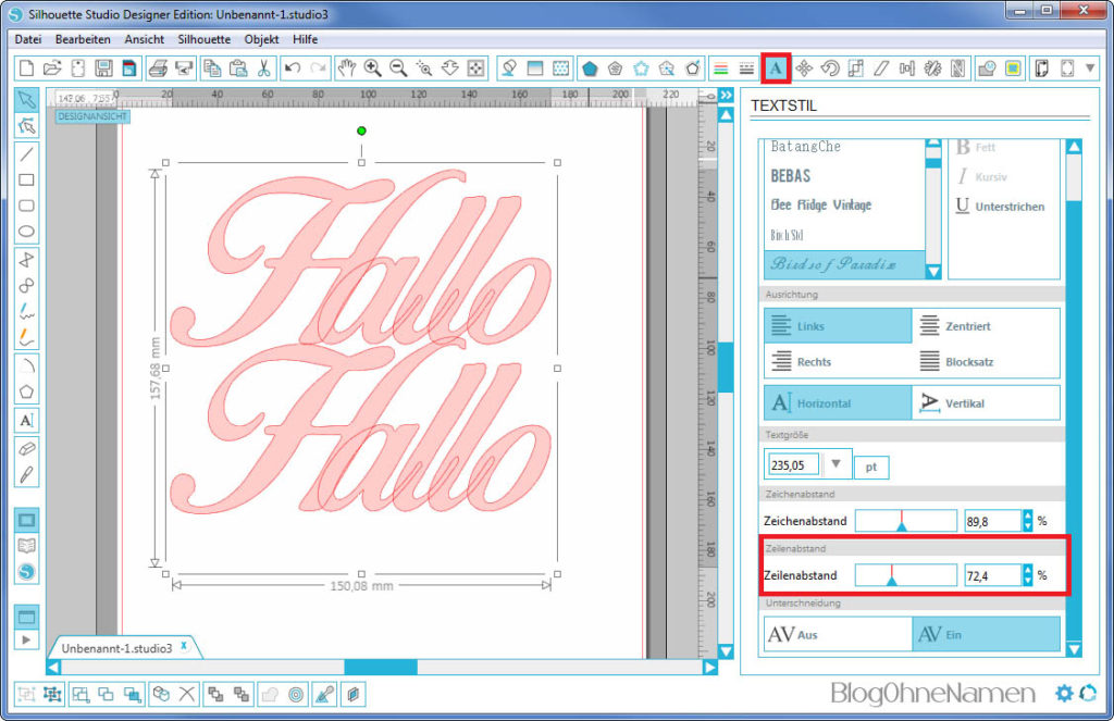 Plotter - Schriftarten - Wie man Buchstaben auseinander schiebt (4)