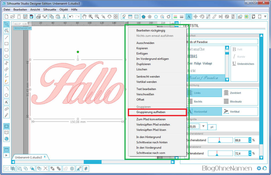 Plotter - Schriftarten - Wie man Buchstaben auseinander schiebt (5) Einzelne Buchstaben verschieben