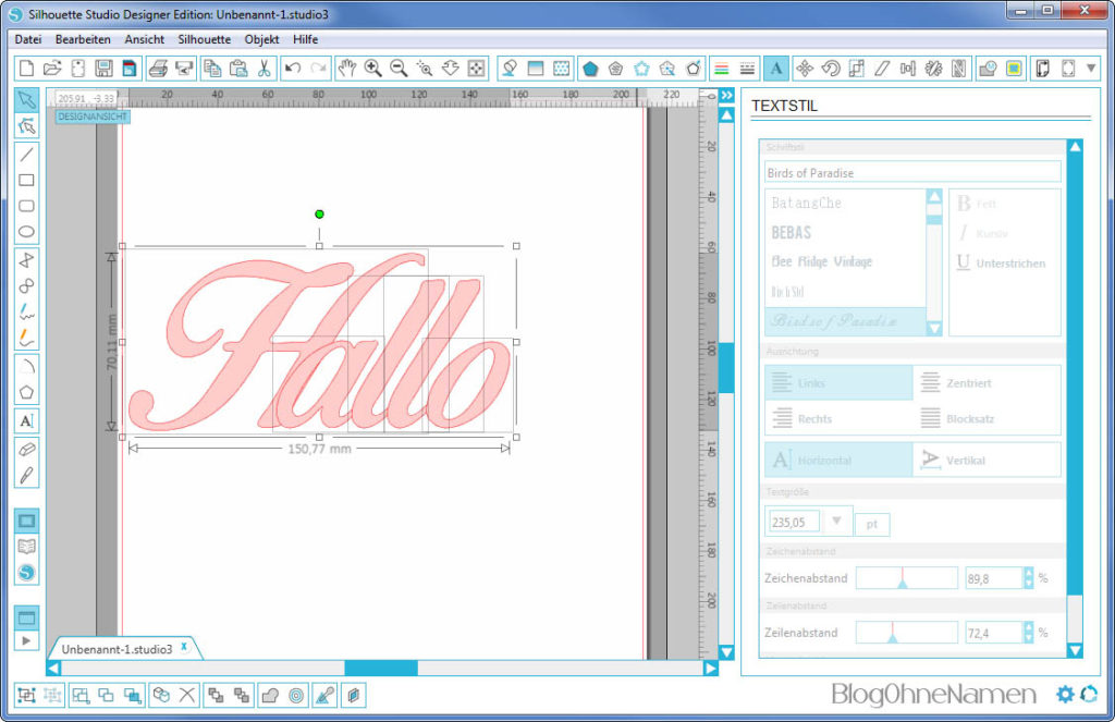 Plotter - Schriftarten - Wie man Buchstaben auseinander schiebt (6) Einzelne Buchstaben verschieben